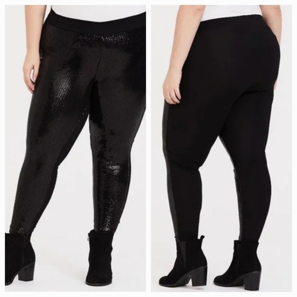 Torrid Black Sequin Front / Knit Back Leggings size 2 (2X 18-20)